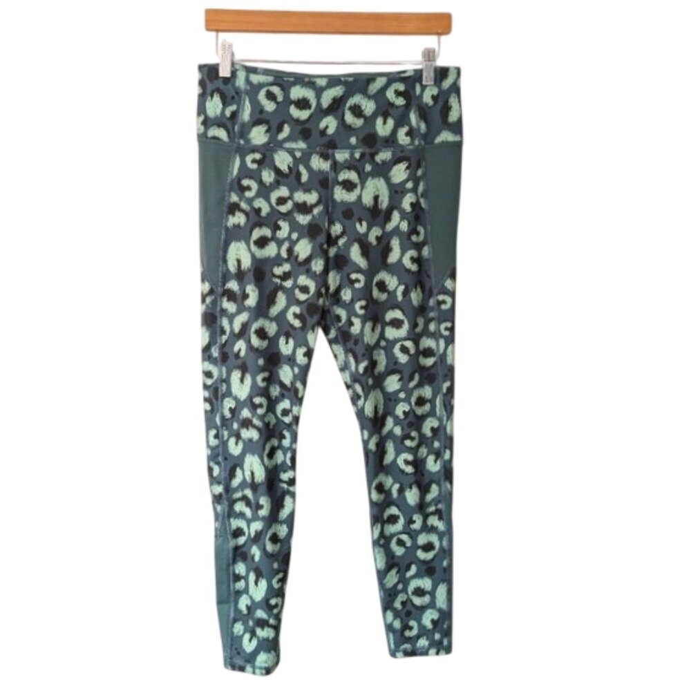 Like New Under Amour Green Leopard Print Leggings Size L
